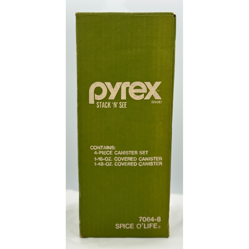 Vintage Pyrex 4 PC Stack 'n' See Spice O' Life Canister Set - NEW - 16 OZ 48 OZ